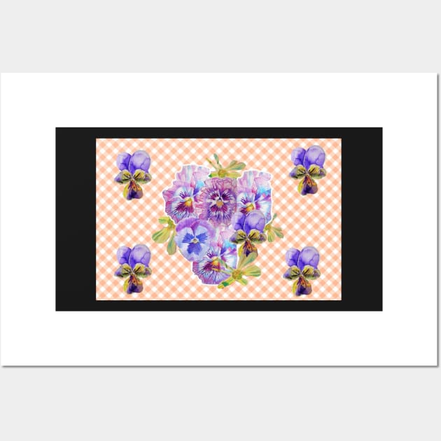 Shabby Chic Purple Pansy floral Pink Pattern Wall Art by SarahRajkotwala